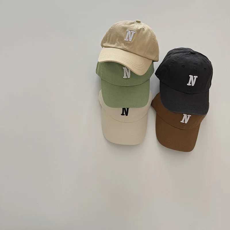 Caps Hats N-letter embroidered childrens baseball cap for boys and girls spring and summer soft cotton adjustable foot cap childrens outdoor leisure s