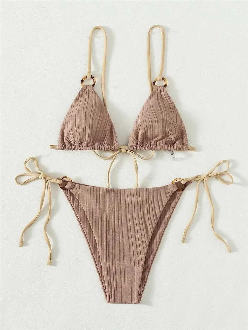 Sexy String Lace-up Micro Triangle Bikinis Set Mini Thong Swimsuits Women Swimwear Bathing Suit Bikini Tanga Mujer Biquinis SwimXJ241223