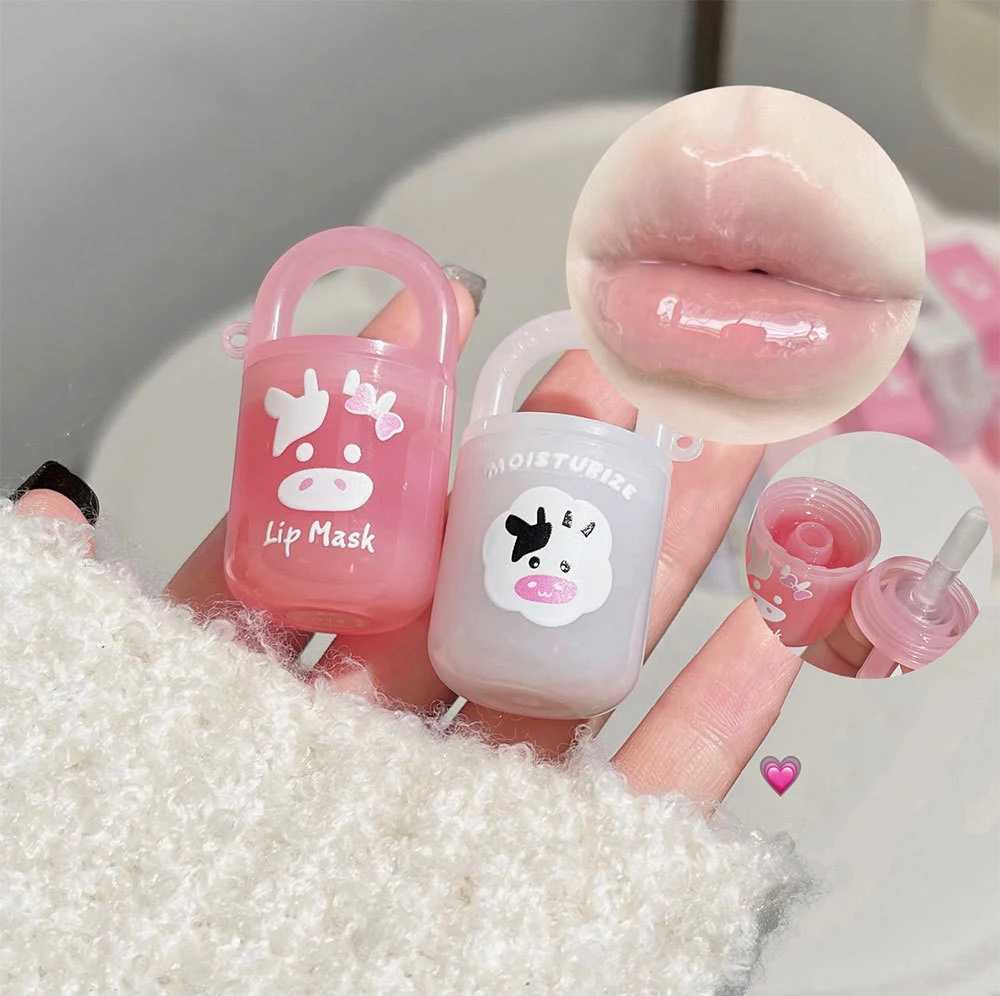 Cute Little Bucket Lip Mask Moisturizing Lips Care Jelly Colorless Lip Balm Refreshing Non-Sticky Clear Lip Primer Gloss MakeupXJ241223