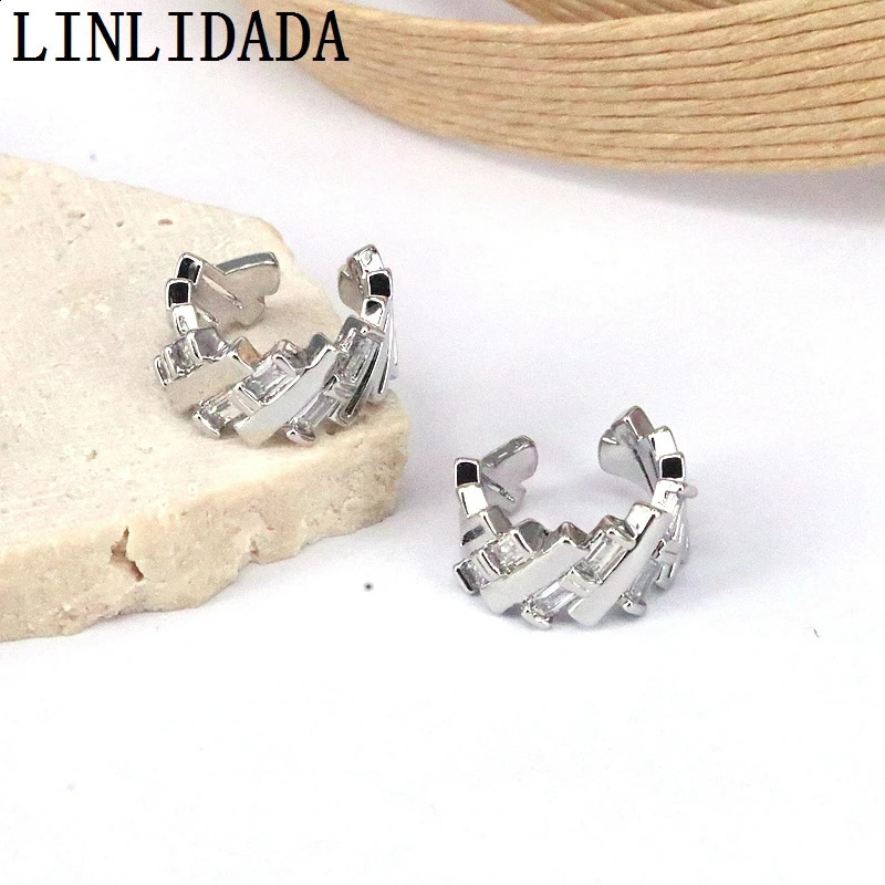 10Pairs Elegant 18k Gold Plated Inlaid Cubic Zirconia Multilayer Ear Cuff Simple Clip-on Earrings Female Cartilage Ear Jewelry 241220
