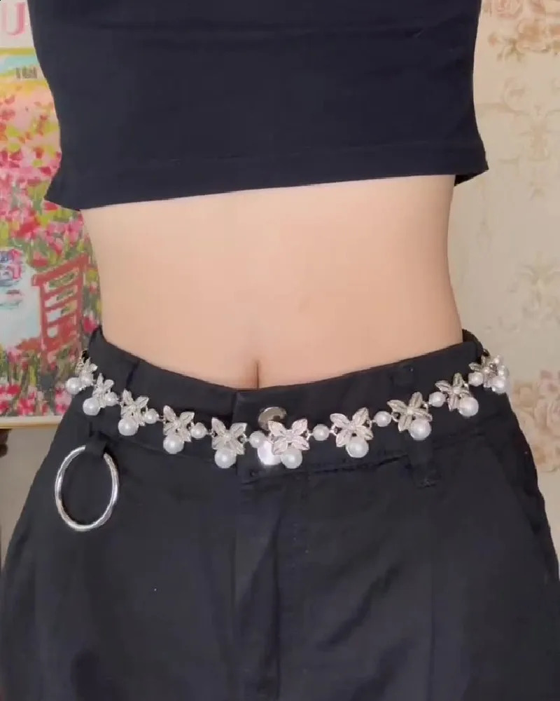 Retro Maam Pearl Body Belly Metal Waist Chain Fashion Style Charm Waist Chain Jewelry Chain Waist Belt Accesories Freeze 241220