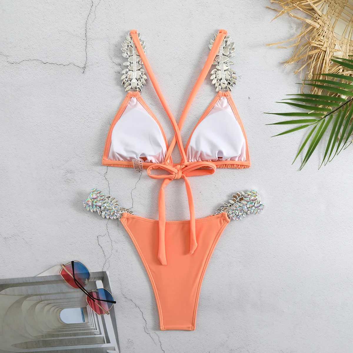 High Quality Female Bikinis Swimsuit With Luxury Rhinestones Women Swimwear Push Up Bikini Beach Swimming Girls Bathing SuitXJ241223