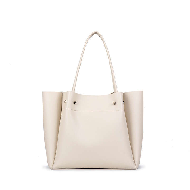 New Women's With Large Capacity Soft Leather Shopping Bucket Bag, One Shoulder Hand-Held Commuting Tote Bag