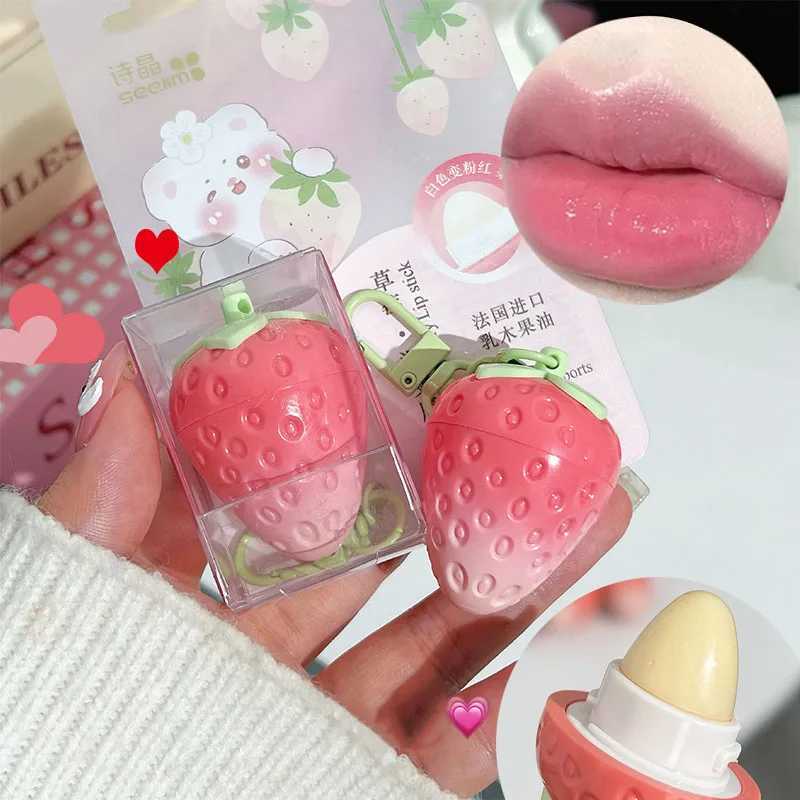 Mini strawberry warm lipstick is moisturizing easy to carry crack proof lipstick colorful lip color makeup and lusterW241223
