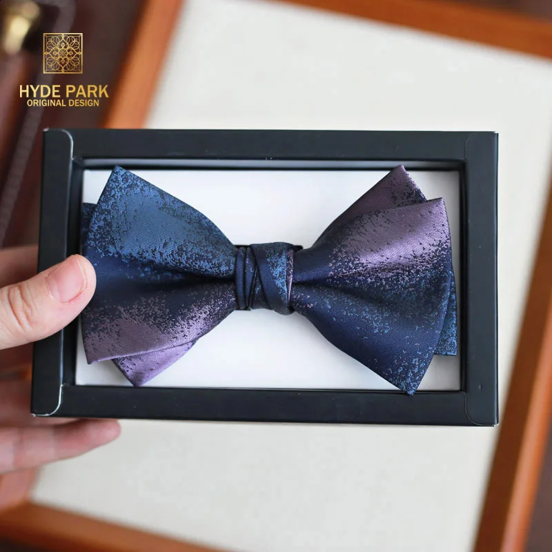 Blue Purple Symphony Wedding Fashion British Groom Mens Gift Box Mens Bow Tie 241220