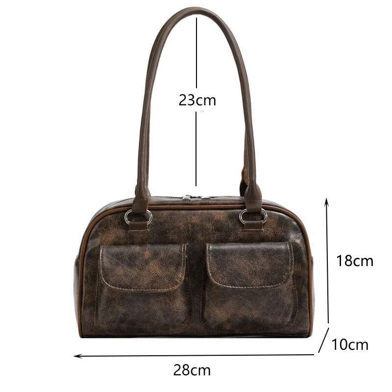 Women's Bags Handbag Retro Small Double Pockets Shoulder Bags For Women New Fashion Trend Designer Underarm Bag Female Handbags And Purses