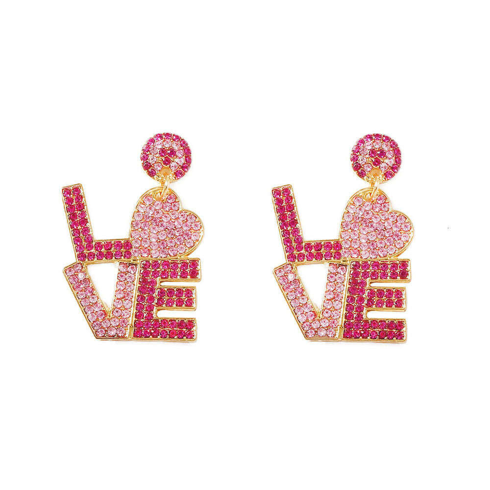 New Valentine's Day series with zircon inlaid letters, stylish trendy, versatile earrings and accessories for women