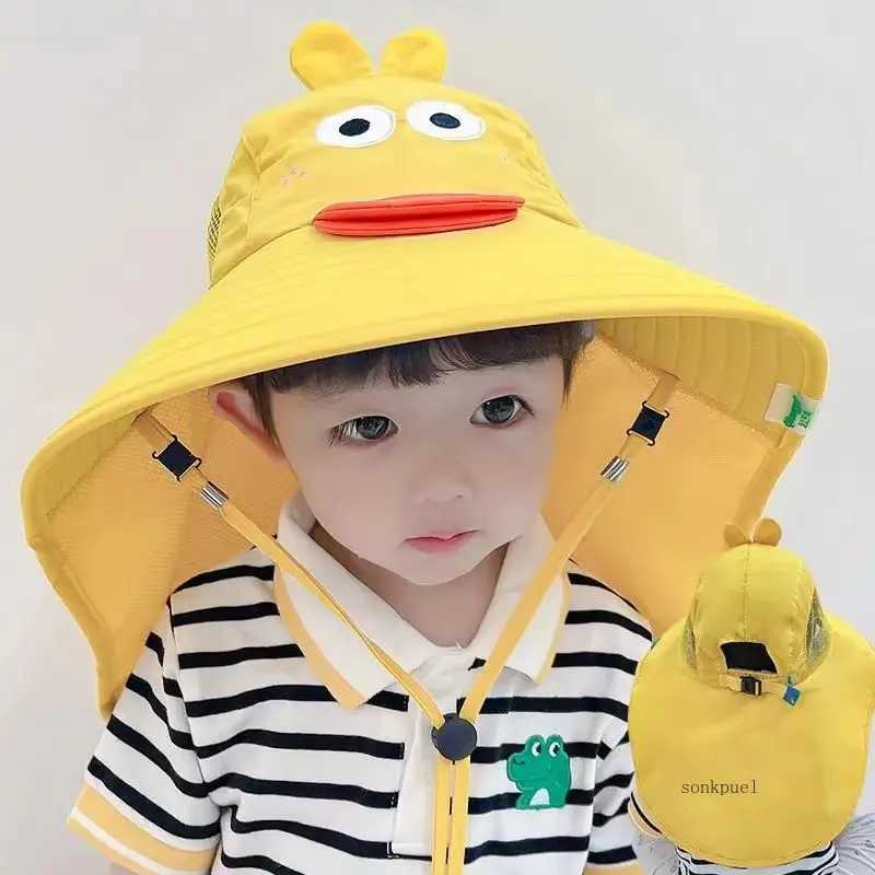 Caps Hats Outdoor childrens summer hats childrens sun hats neck earmuffs sun protection beach hats childrens boys and girls flip caps H241223