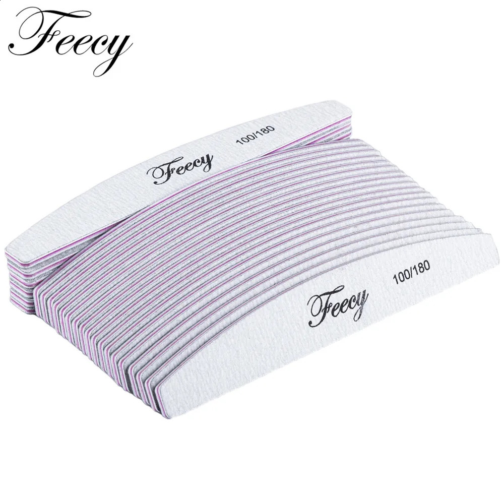 30Pcs/Lot Nail File Buffer 100/180 Grit Half Moon Double Side Sandpaper Nail Sanding Grinding Gel Nail Polish Nail Manicure Tool 241223