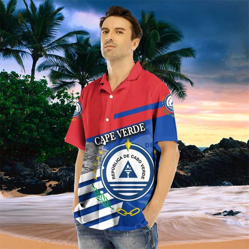African Cape Verde map flag 3D printing mens shirt national emblem beach shirt patriotic coat shirt W241223