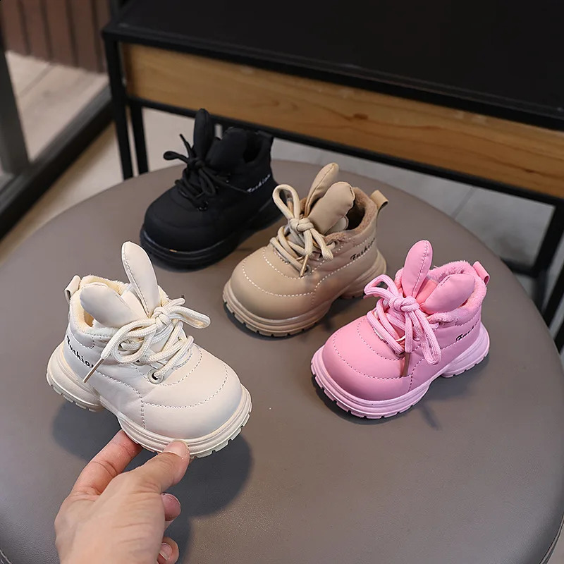 Baby Thick Warm Shoes Autumn Winter Infant Fur Shoes Cute Sweet Sneakers For Baby Toddler Boy Girl Casual Shoes Pink Black 241223