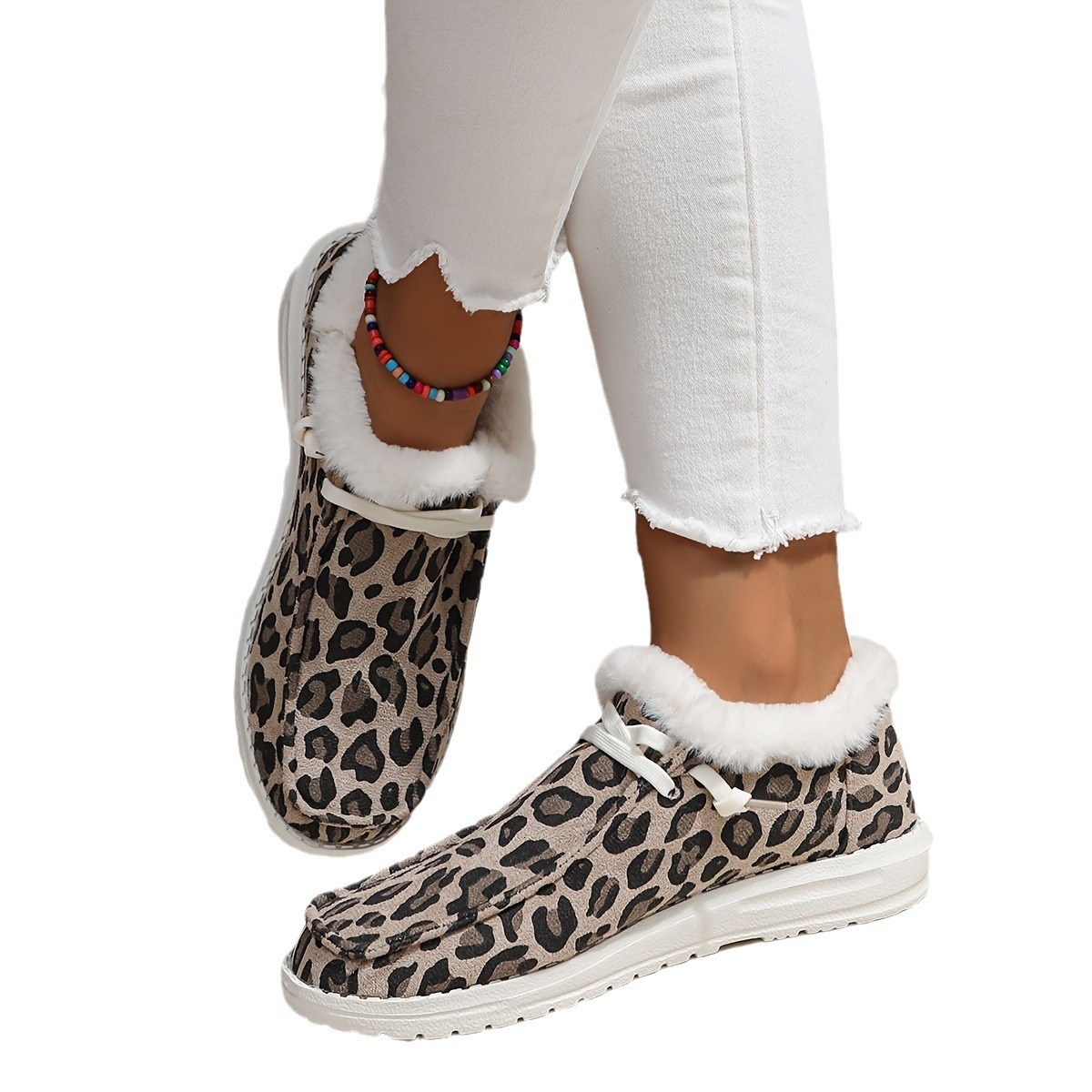 Large Leopard Ddmywed Print Canvas Women Warm Flat Bottom With Velvet Lace Up Casual Cotton Shoes For Autumn And Winter Chinese Brand F Ddmysaturn