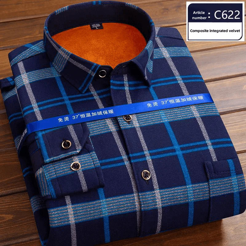 Autumn Winter Casual Mens Fashion Long Sleeve Plaid Shirt Thick Warm Mens Casual High Quality Soft Large Size Shirt L-4XL 241223