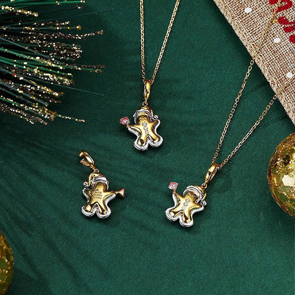 925 Sterling necklace gingerbread man necklace color coded cute soft cute exquisite versatile gift women 241220