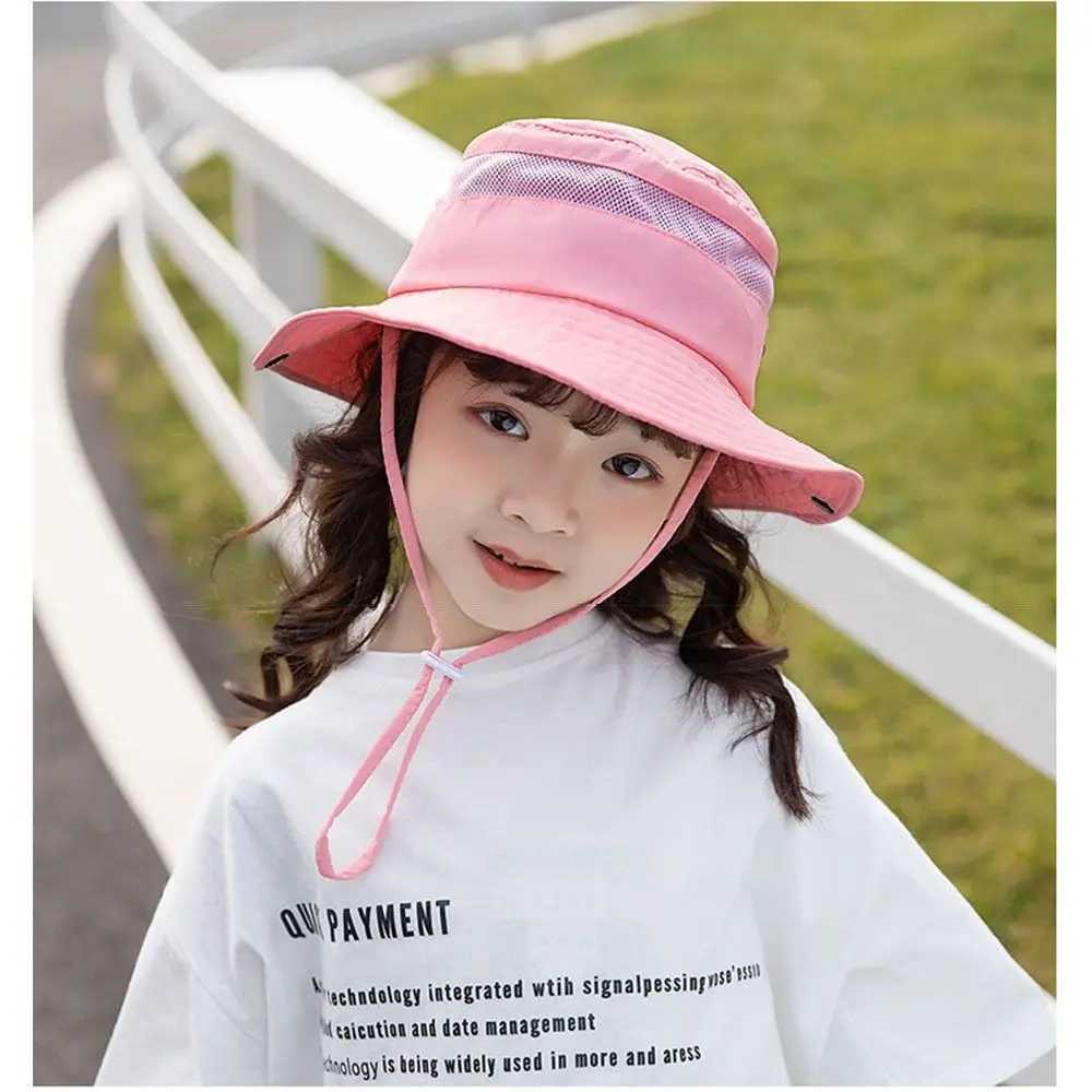 Caps Hats Childrens summer flap hat adjustable width Brim hat boys and girls bucket hat UV protection outdoor beach sun hat H241223