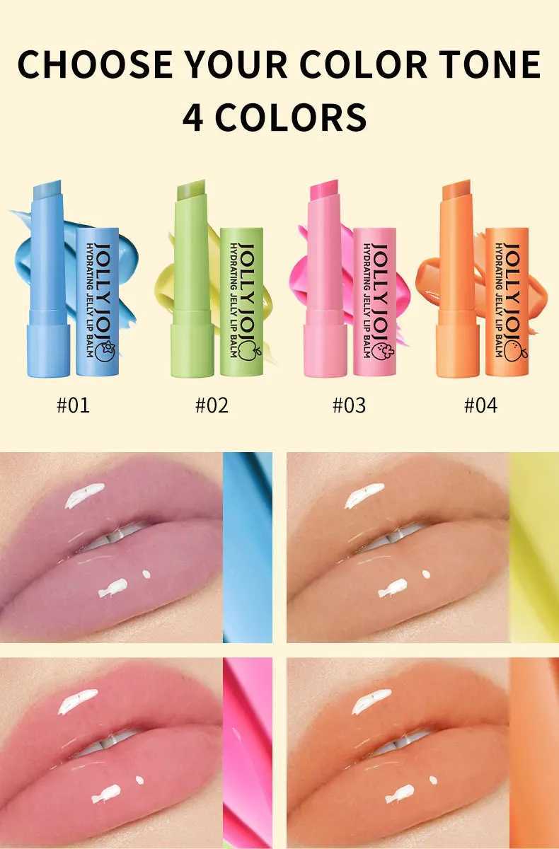 JOLLY JOJO Four-Color Jelly Lip Balm Moisturizes and Moisturizes Lips Tinted Lip Balm Lipstick MakeupXJ241223