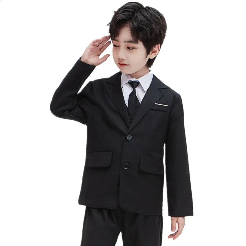 Teen Boys Blazer Jacket for Kids School Host Autumn England Style Suit Blazers Piano Performance Coat Kids Black Navy Costumes 241223