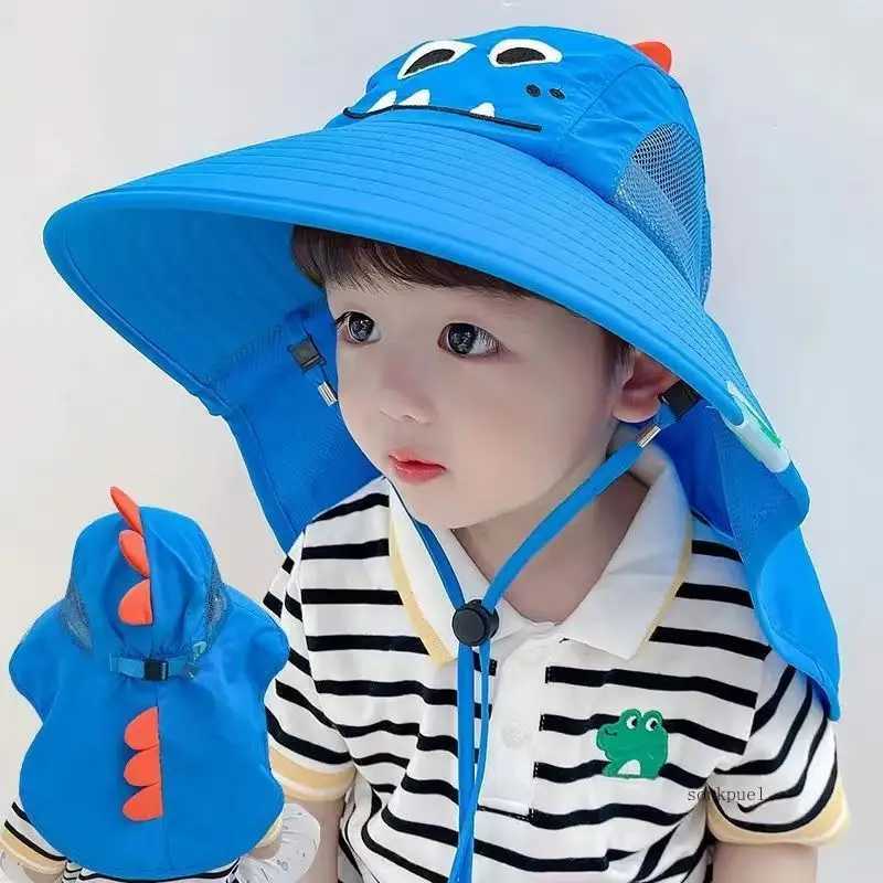 Caps Hats Outdoor childrens summer hats childrens sun hats neck earmuffs sun protection beach hats childrens boys and girls flip caps H241223