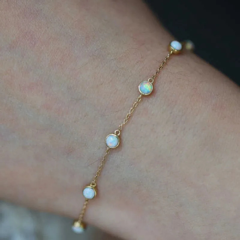 CCFJOYAS 100% Real 925 Sterling Silver Seven Round Mini Opal Bracelet for Women 18k Real Gold Plated Fine Retro Niche Jewelry 241220
