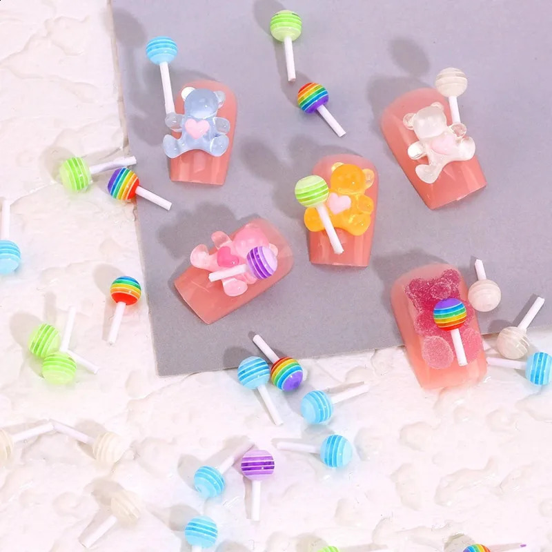 50pcs Miniature Lollipop 1 12 kawaii charm for Nails Crafts Jewelry Cute 3D Studs Charms Jewelry 3D Lollipop Charms 241223
