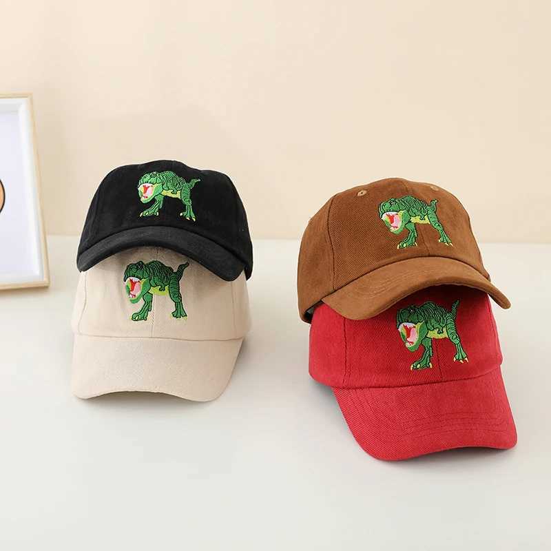 Caps Hats 2024 school boys baseball cap dinosaur embroidery childrens outdoor summer 2-8 year baby sports H24122321ZE