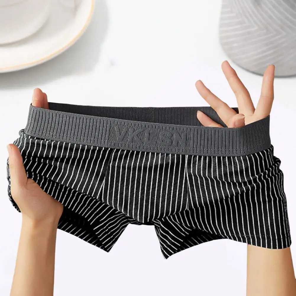 Mens Boxing Underwear ZTE Stripe Printed Patch Work Color Thin Shorts Quick Drying U-shaped Conveyor Underwear W241223