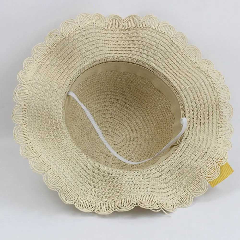 Caps Hats Summer Sunscreen Cap Kids Boys Girls Fisherman Hat Wide Brim Buckets Hat Outdoor Sun Hat Bow Stutters Mark Tunes Hat H241223