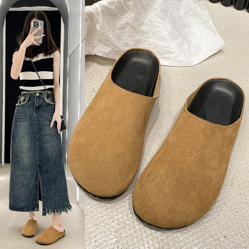 Comfortable casual thick-soled baofeng half slippers with loafers wear soft soled single NEW women's shoes outside autumn and winter