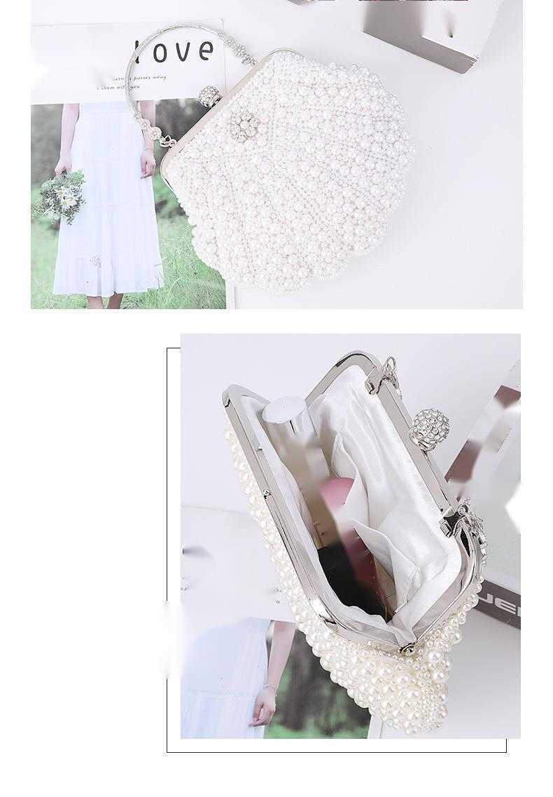 Straight Fashion Elegant Shell Pearl Dinner Bag Clutch Bag Style Foreign Style Large Space Hand Hold Evening Bag 240920