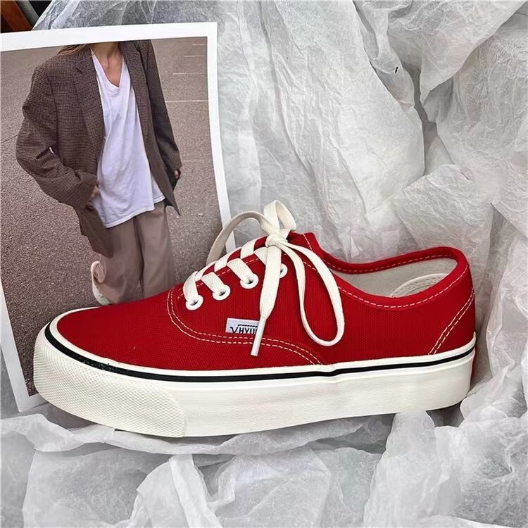 Ddmywed Red 2023 Spring And Autumn Collection Low Cut Casual Student Coarse Lace Canvas Sports Board Shoes Female Chinese Brand Shoes F1223-29 ddmythu