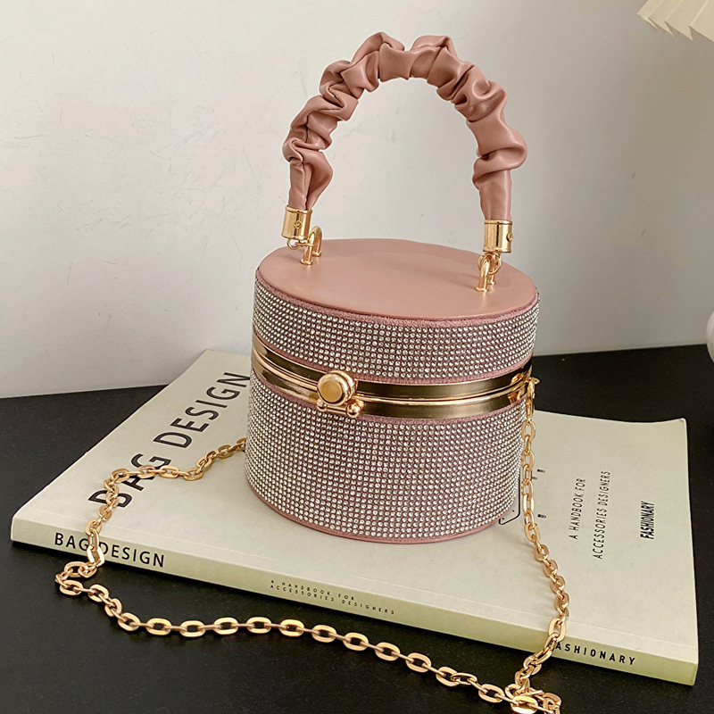 Free shippin 2025 new Single Shoulder Bag Women flap fashion Mini Diamond Square black handheld bag handbag crossbody Chain bucket bag