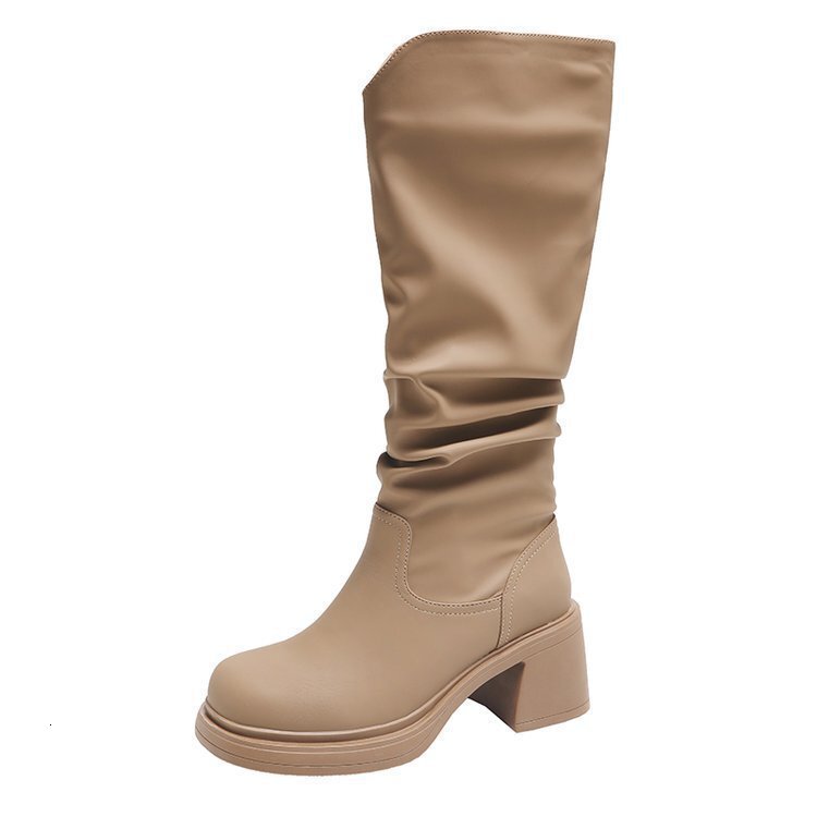 Pile Long Ddmywed For Women Not Over The Knee Western Cowboy Boots Autumn Winter New Style Thick Heel Slim And Tall Knight Chinese Brand Shoes F Ddmys