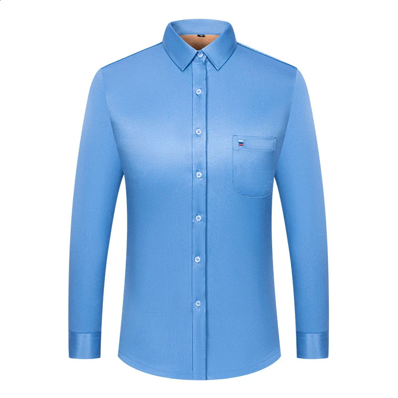 6XL 7XL Autumn/Winter plus fleece thickened Mens dress shirt Long sleeve warm slim Business casual no-iron plus size 241223