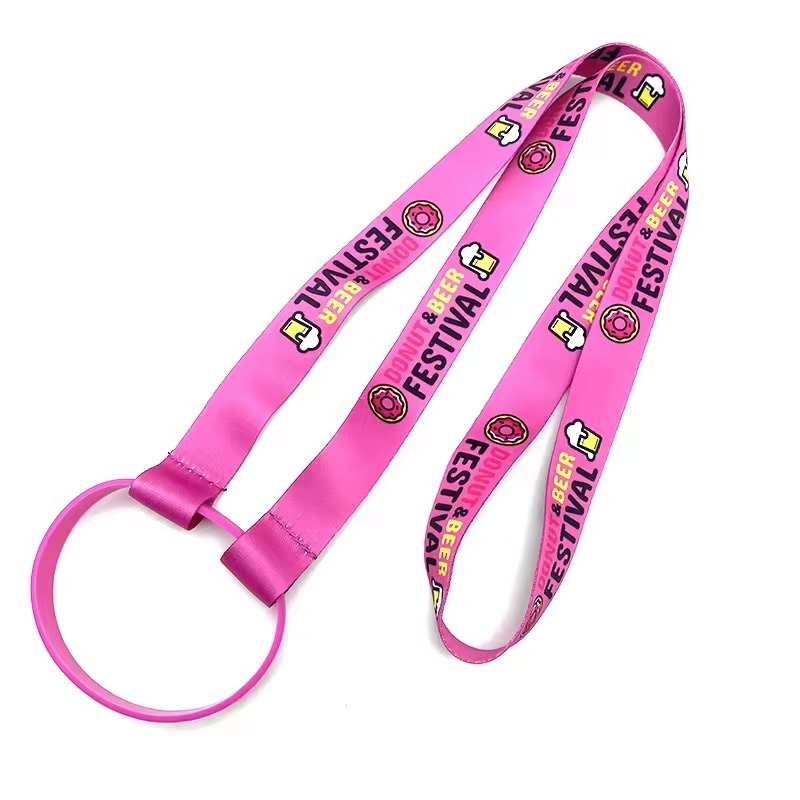 Fatory price Custom sublimation Printing Water Bottle Holder Neck Lanyard Strap for Cup Reusable Cup Holder Lanyard