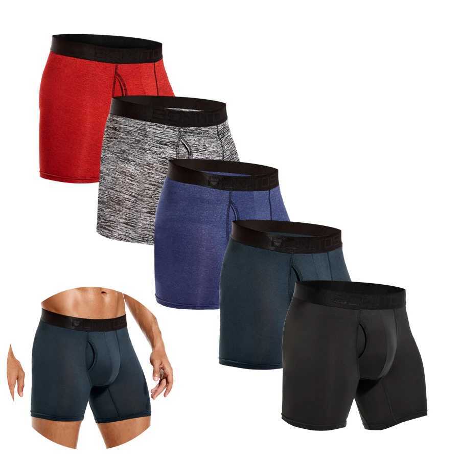 5 pieces of front opening boxer polyester mens underwear sexy mens underwear gift mens boxer shorts Kaleken W241223