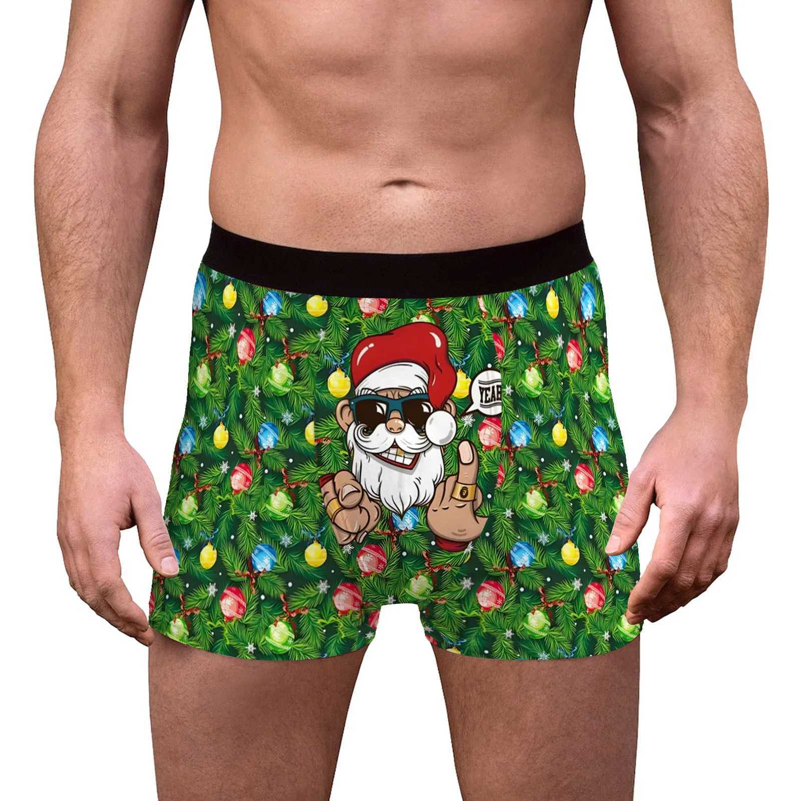 Funny Christmas Shorts Boxer Men 3D Deer Printed Breathable Seamless Boyshort Fashion Sexy Underwear Mens Box Slices W241223