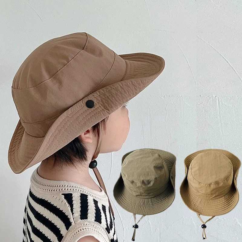 Caps Hats Summer Quick Dry Kids Bucket Hat Korean casual outdoor sunscreen baby boys and girls fisherman hat beach children Panama sun hat H241223
