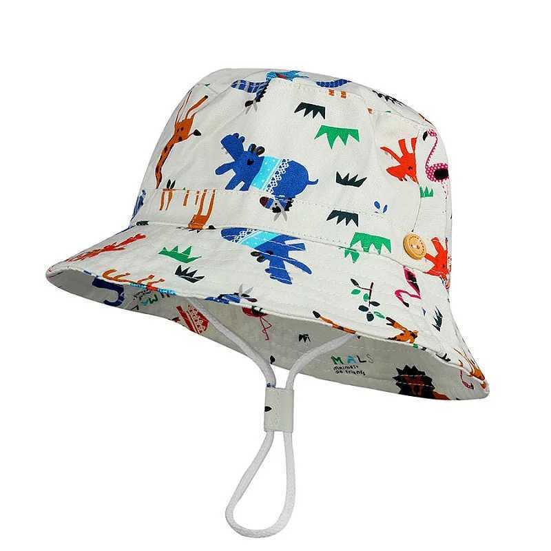 Caps Hats Summer childrens cotton cartoon bucket hat boys printed floral baby hat childrens hat H241223