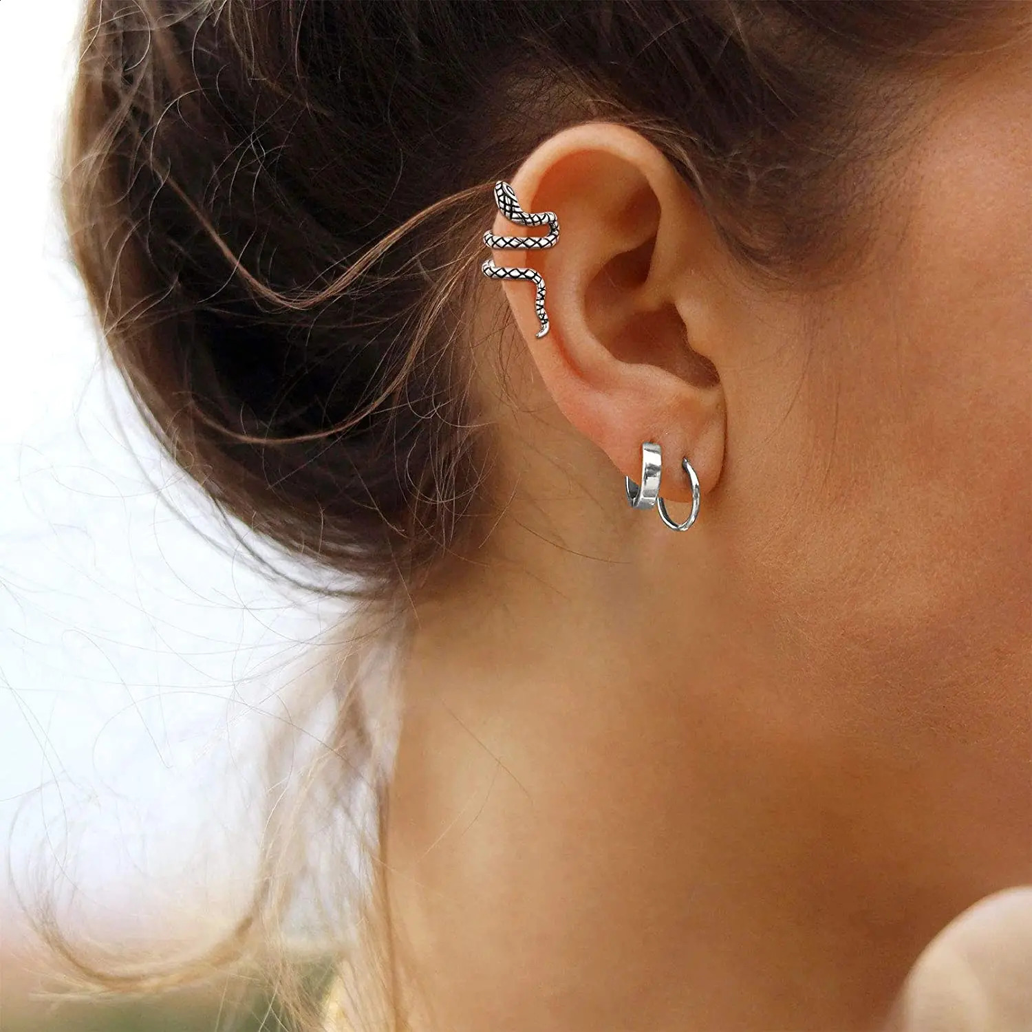S925 Sterling Silver Snake Ear Cuff Helix Cartilage Clip on Earrings Non Piercing Earrings for Women CP541 241220