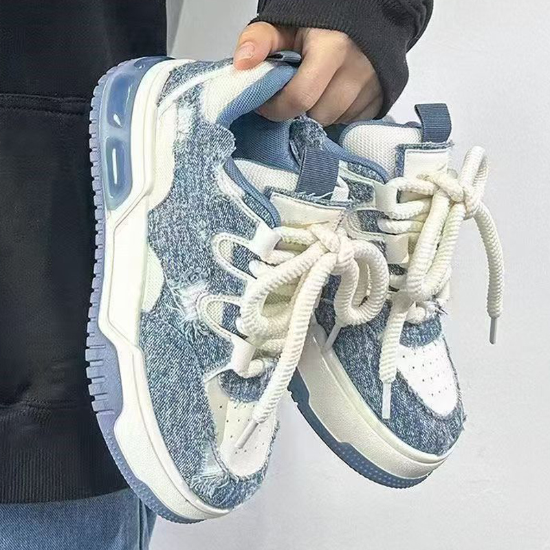 2025 autumn new sports and leisure blue thick soled student small white shoes for women hundred board shoes fashion casual