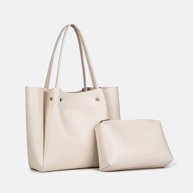New Women's With Large Capacity Soft Leather Shopping Bucket Bag, One Shoulder Hand-Held Commuting Tote Bag
