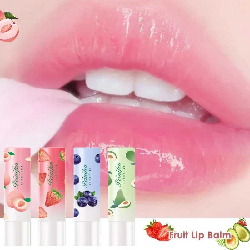 Fruit Lip Balm Temperature Change Color Tinted Lipstick Strawberry Peach Moisturizing Lasting Waterproof Lip Primer Cream MakeupXJ241223
