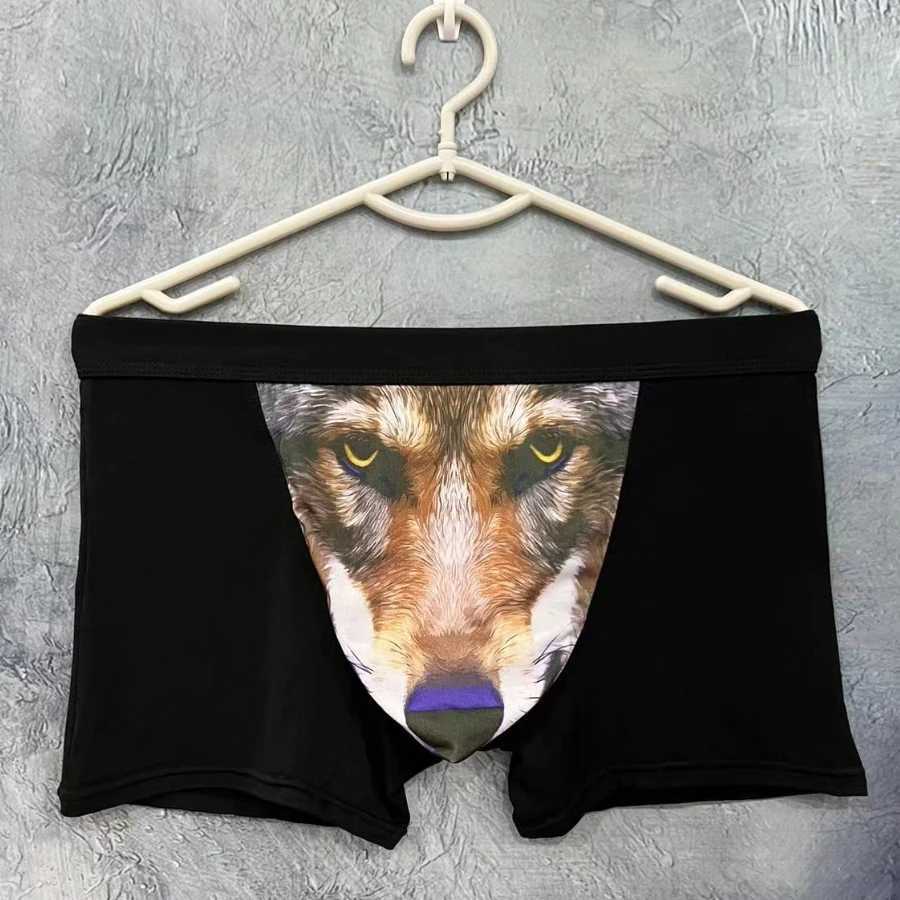 Boxing mens plus size mens funny underwear with wolf model mens boxing and underwear fashionable underwear mens brand underwear W241223