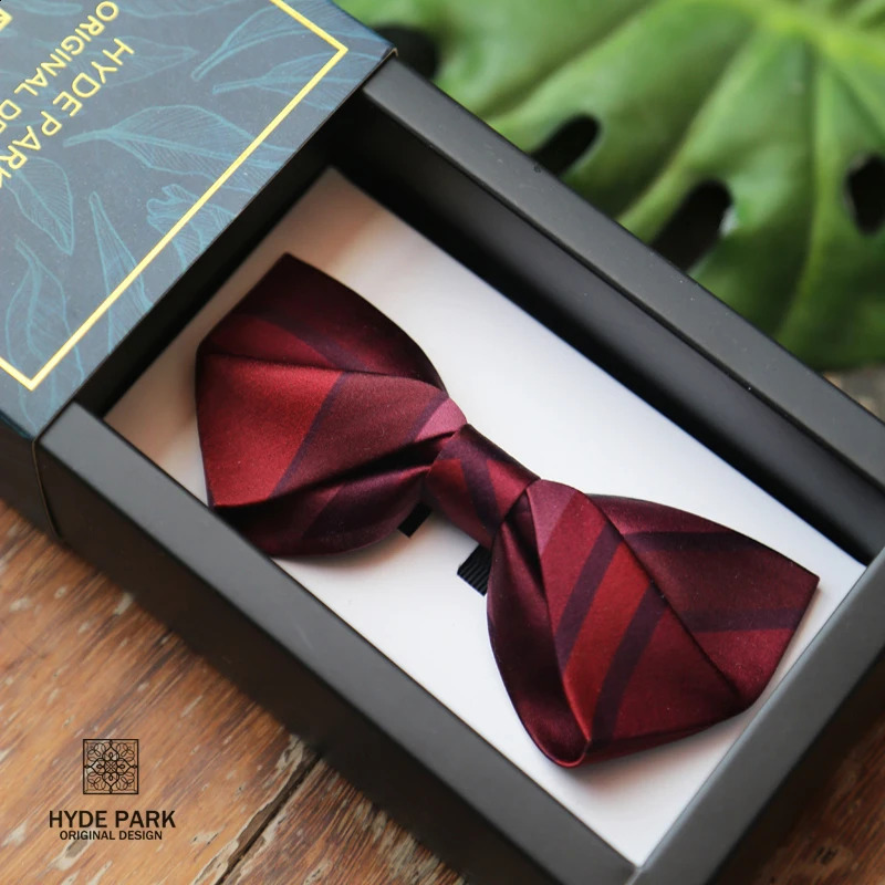Red striped purple dark Burgundy grooms mens wedding gift box set mens tie 241220