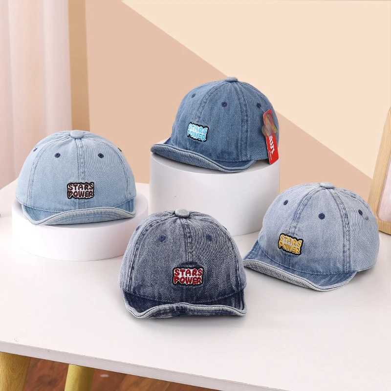 Caps Hats New Cowboy Letter Baby Baseball Hat Summer Retro Soft Brim Outdoor Sun Hat Boys and Girls Casual Sports Childrens Leather Hat H241223
