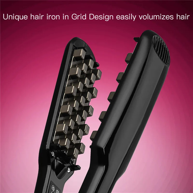 2 In 1 Hair Volumizer Straightener Fluffy Corn Beard Grid Splint Electric Hair Root Negative Ion Crimper Hair Iron 241223