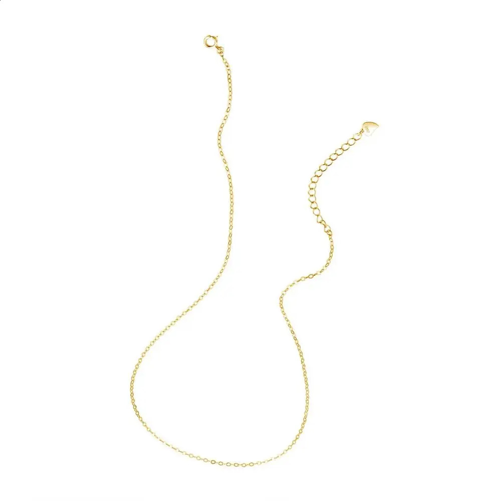 100% Real Silver 925 18 Inches For Women Silver Chain Adjustable O-Chain Necklace Fine Style with Pendant Two-tone Optional 241220