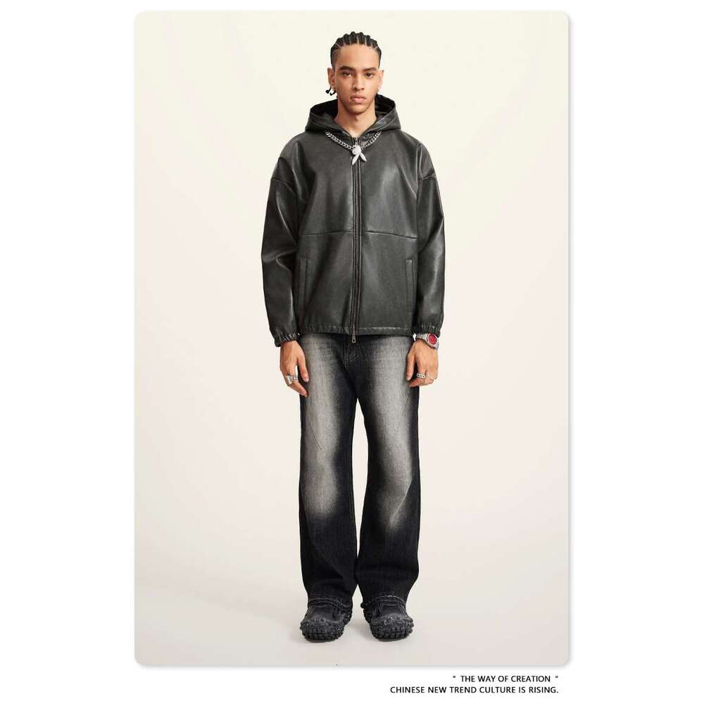 Men's Wear Autumn/Winter American Leather Loose Trendy Brand Barn Style Wearing Jacket for Men