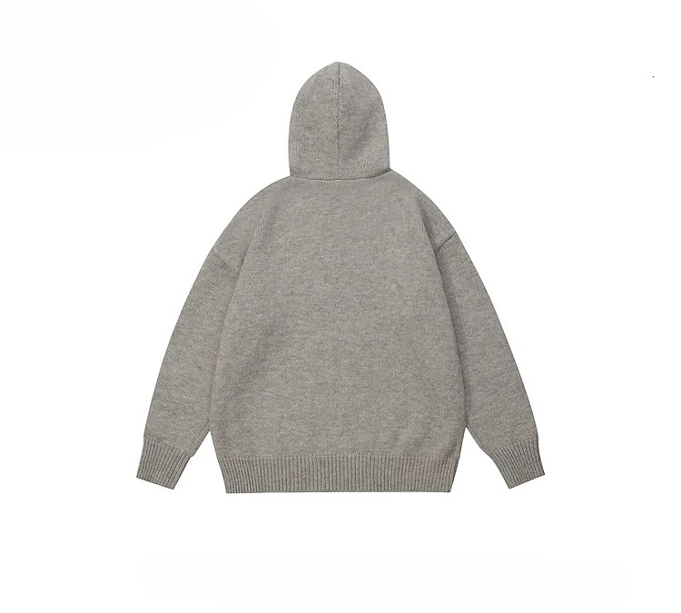 Beianji Men Knitwear American Vintage Letter Knitted Sweater High Street Fashion Brand Loose Casual Hooded Jumper Men's Hoodie