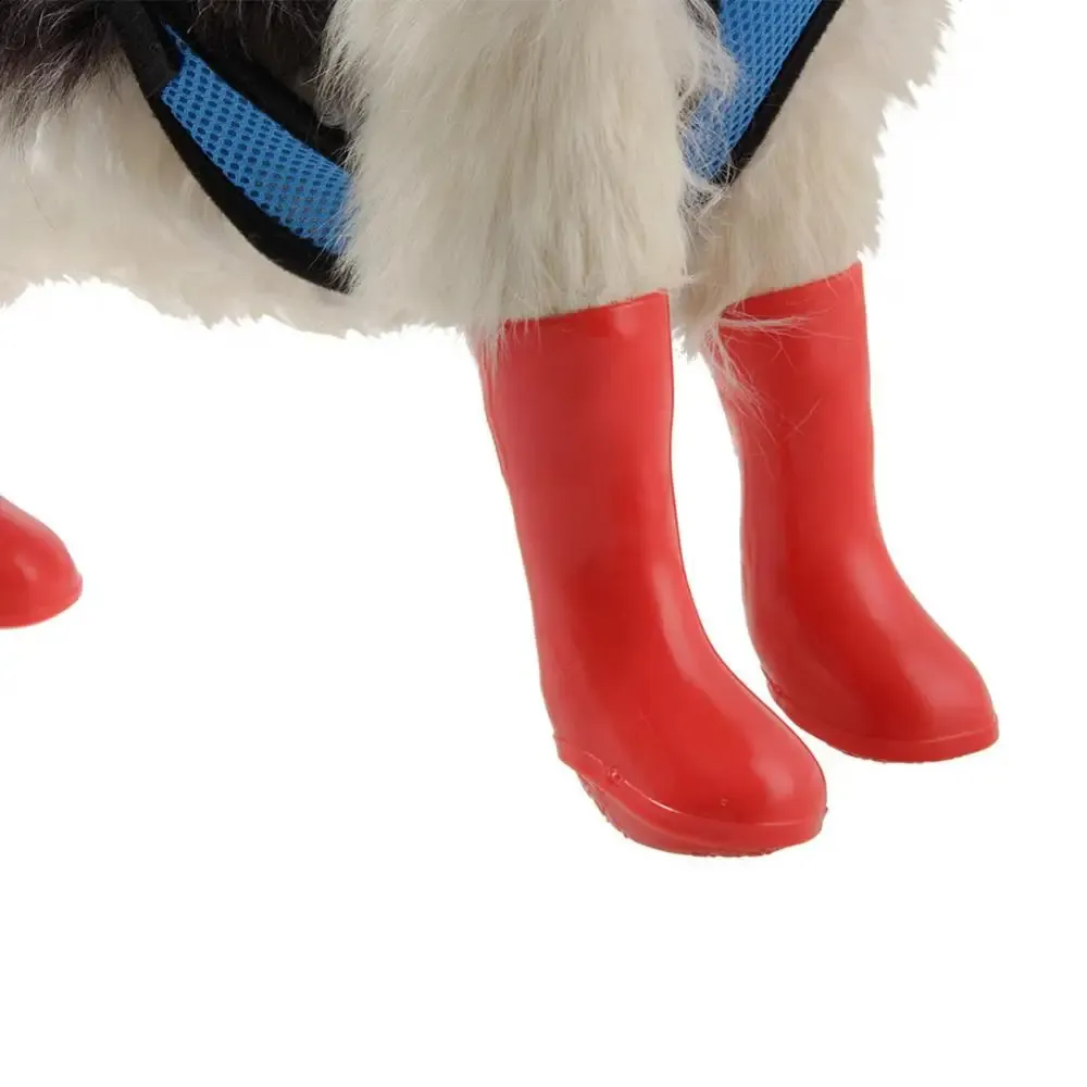 4 Pcs Dog Puppy Shoes Waterproof Non Slip Stretchy Pet Protective Rain Boots Waterproof Dog Boots Rubber Shoes